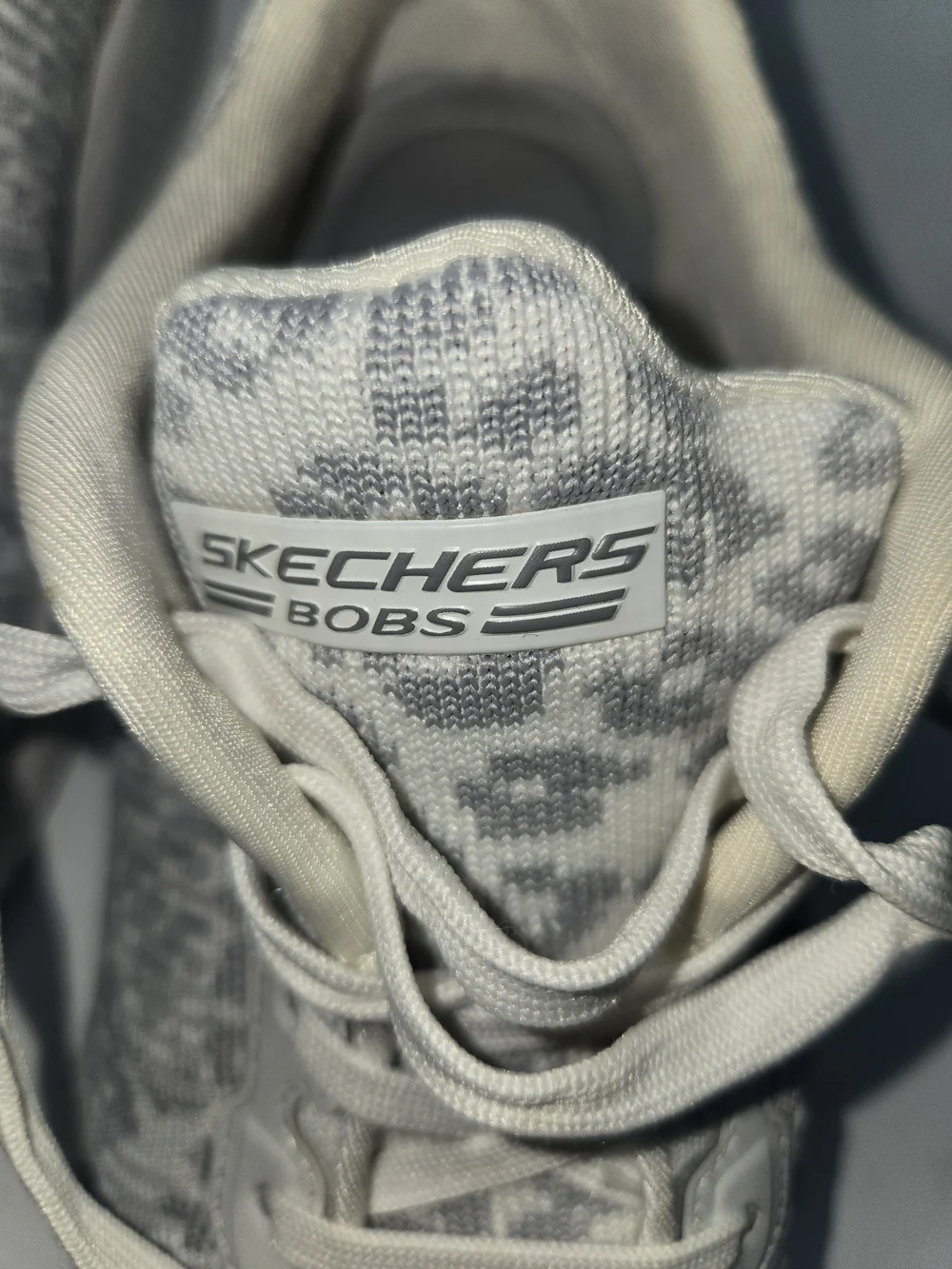 Skechers Women's Light Gray and White Knit Lace-Up Sneakers